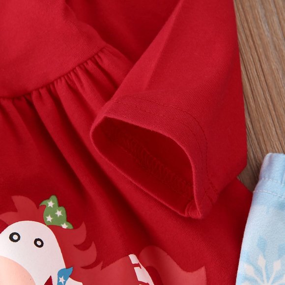 Girl Christmas Long Sleeve Sleeper Pajamas Outfit Clothes Dress Matching Set - Picture 8 of 9